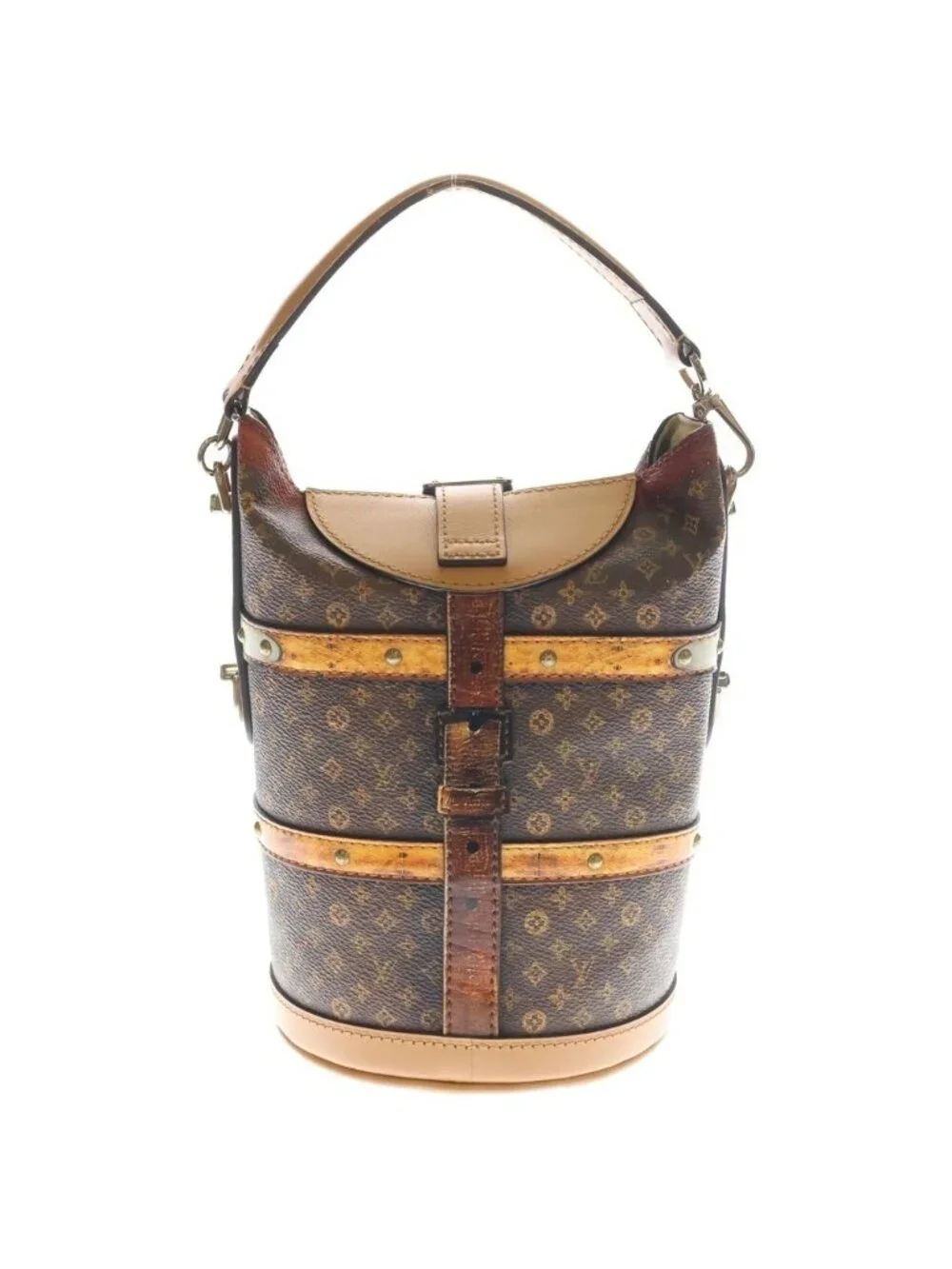 Louis Vuitton Monogram Trompe L'oeil Duffle Leather 2-Way Silver Brown